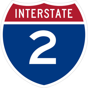 Interstate 2 I2 Road Sign Shield Icon Isolated on Transparent Background