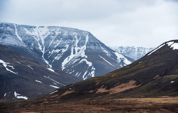 Highland mountains with snow patches Iceland icelandic nature landscape