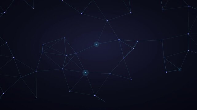 Futuristic dark blue plexus network background with floating connected nodes