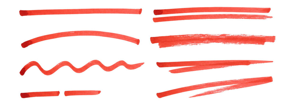 Red Marker Underlines in Hand Drawn Annotation Set