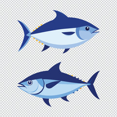 Fototapeta premium Bluefin Tuna Fish Vector Illustration Set Isolated