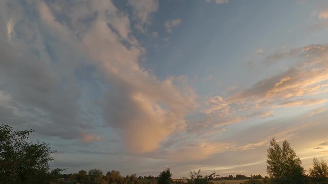 Golden Hour Clouds Moving Across Evening Sky Timelapse
