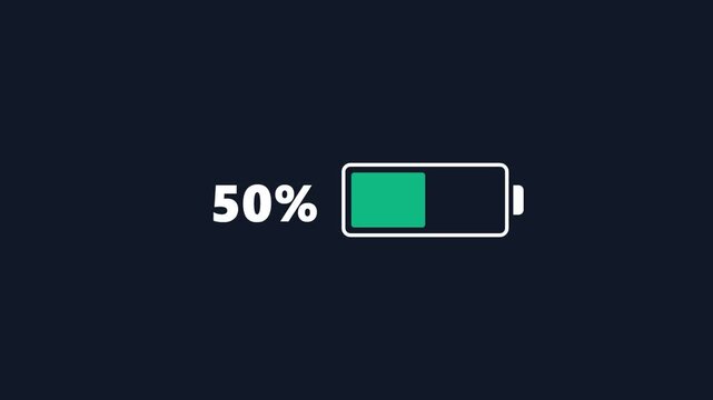 A minimalist battery charging icon sequence from zero to one hundred percent.