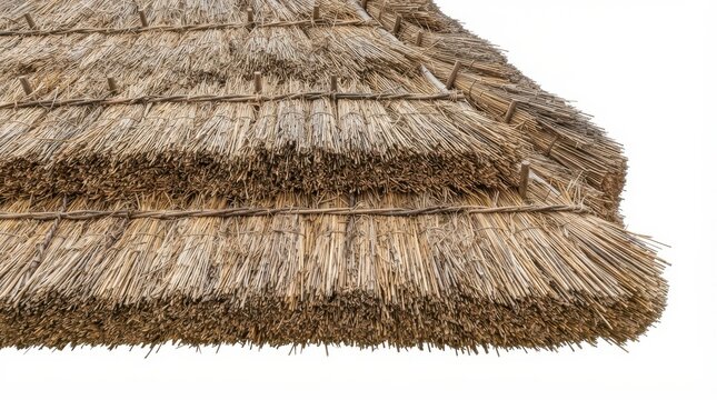 Stacked thatched roof material panels