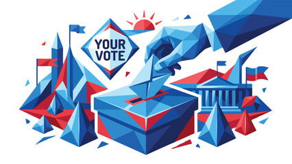 Fototapeta premium Election Voting Concept with Ballot Box and Geometric Hand