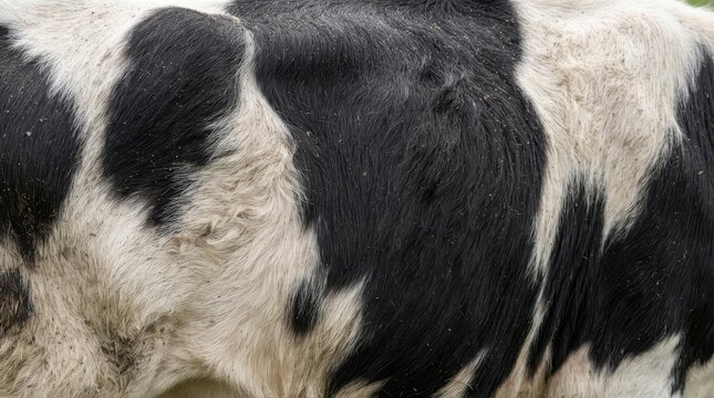 Black and white cow fur pattern texture close up