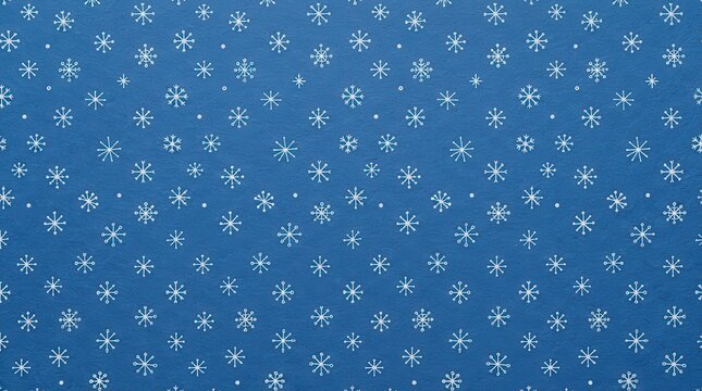Seamless pattern of white starburst snowflake shapes on a blue background