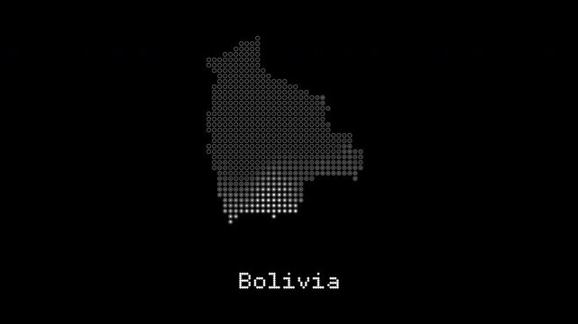 Bolivia digital map animation with glowing dots