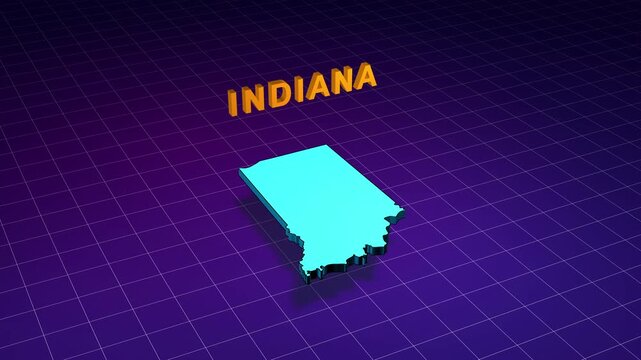 Indiana state map animation on retro grid background