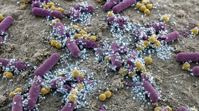 Scanning electron micrograph of bacteria cells