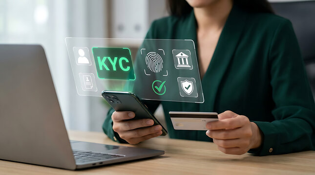 Digital Security and Identity Verification Technology Showing Person Using Smartphone and Credit Card