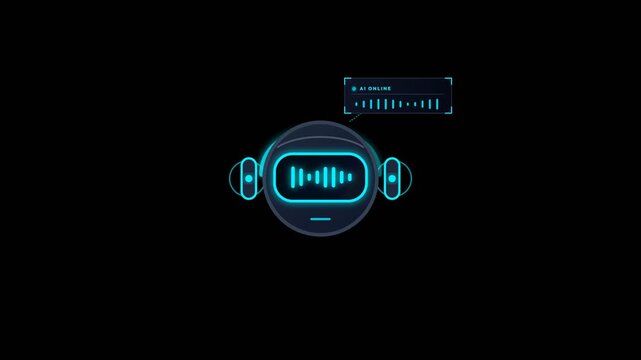 AI Robot Avatar with Glowing Audio Waveform Visor Animation