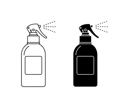 Spray Bottle Icons, Cleaning Liquid Container Vector Graphics, Disinfection Sprayer Set