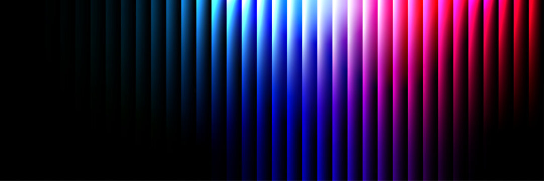 Abstract Neon Blue and Pink Ribbed Glass Vertical Lines Background. Vector Illustration
