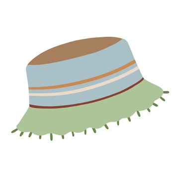 minimalist pastel earth tone bucket hat doodle vector isolated clipart. Adorable headwear garment element for planner stickers, travel, journals, fashion