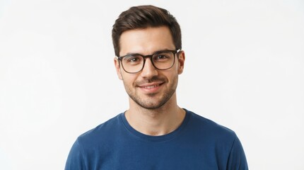 Naklejka premium Handsome young man wearing glasses and smiling
