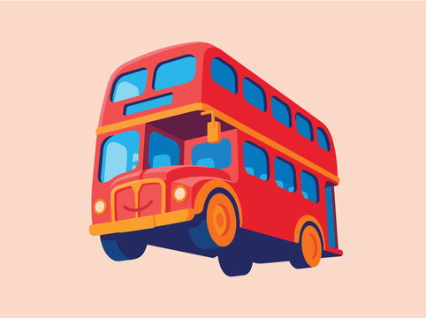 Red Double Decker Bus Vector Illustration