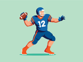 Fototapeta premium American Football Player Running with Ball