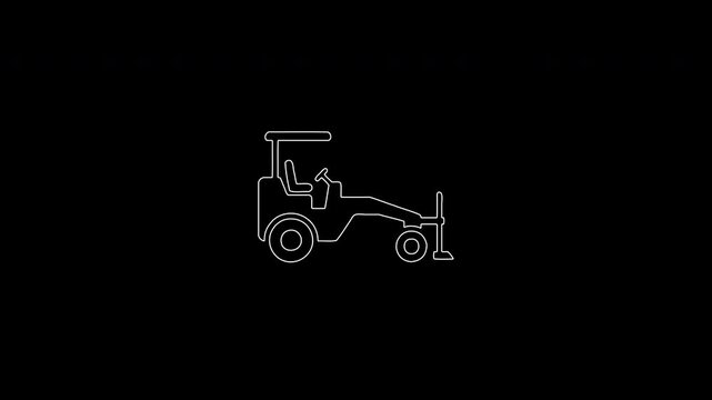 Road grader machine continuous line drawing animation
