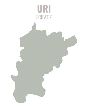 Uri Canton Map, Switzerland &ndash; Minimalist Geographic Silhouette