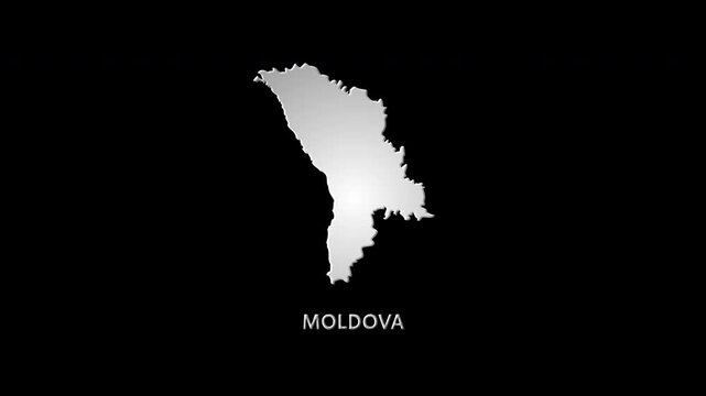 Moldova map revealing from abstract digital particles