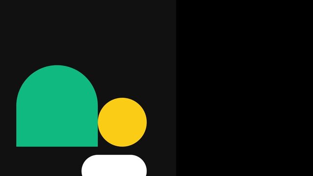 Minimalist Abstract Motion Graphic Featuring Geometric Shapes in Green Yellow and White.