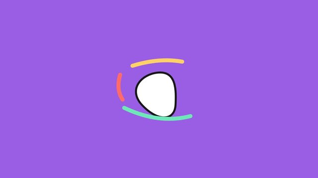 Minimalist Animated Eye Blinking and Looking Around on Purple Background.