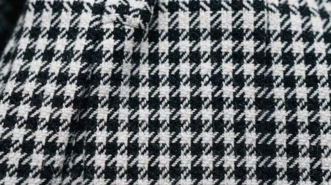 Black and white houndstooth tweed fabric texture pattern