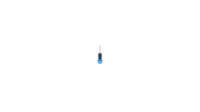 Minimalist 2D Animation of a Glowing Blue Light Bulb Turning On and Off.