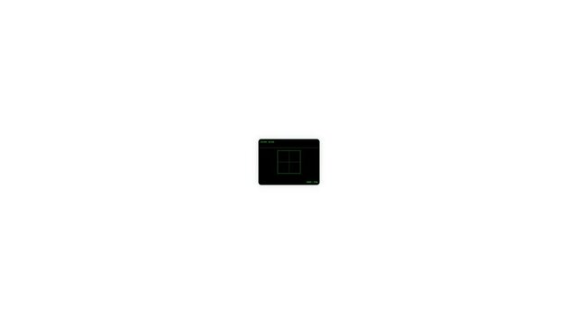 Minimalist Black Square Graphic Element on White Background.