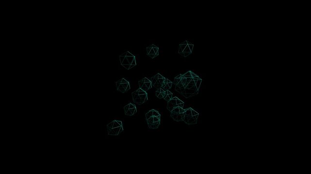 Abstract Digital Particle Swarm Floating in Dark Space.
