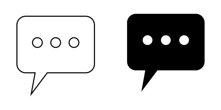Speech bubble icons with three dots for chat communication and messaging interface design elements