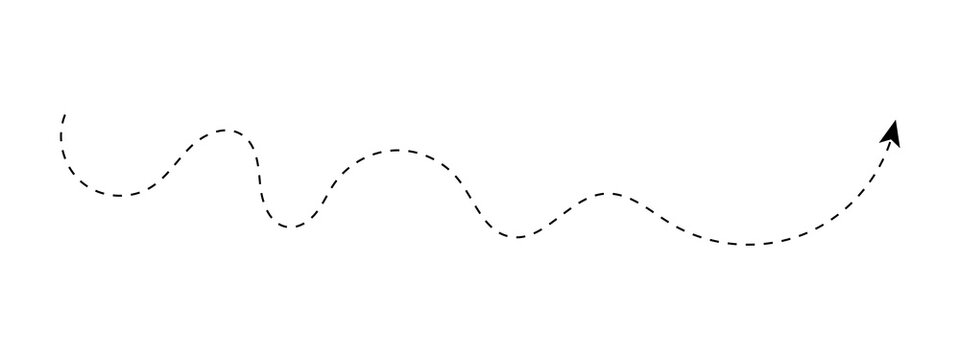 Black dashed wavy arrow line showing a curved path direction