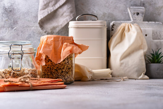 Beeswax wrap. Reusable eco plastic free life concept