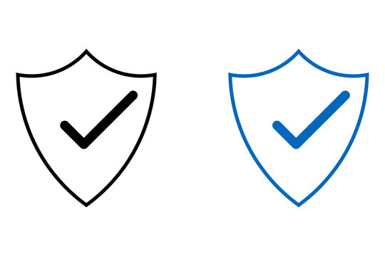 Black and blue shield icons with check mark symbols for security and protection concepts