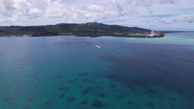 Aerial drone island footage, Saipan, Northern Mariana Islands