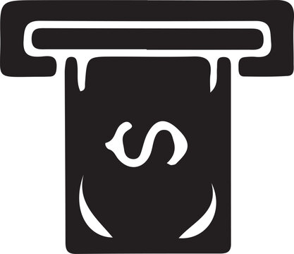 Vector illustration of atm machine icon dispensing a dollar bill.
