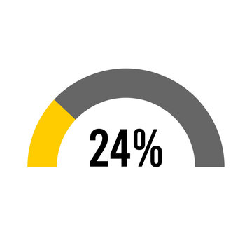 24% percent percentage half circle diagram meter  ready-to-use for web design, user interface UI or infographic 