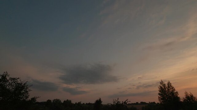 Purple Evening Sky With Dramatic Clouds Timelapse
