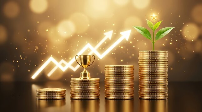 Conceptual image of money growth and success symbolizing financial prosperity and wealth.