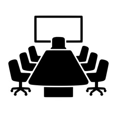 Fototapeta na wymiar Conference room icon flat outline in black