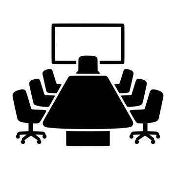 Conference room icon flat outline in black