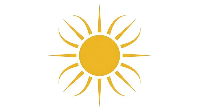 Minimalist golden sun icon or logo design on a white background
