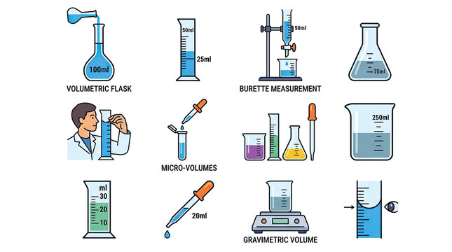 Science Lab Equipment and Measurement Illustration