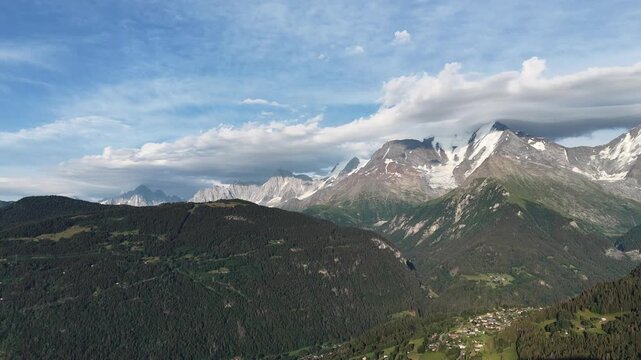 Snowy peak of Montblanc mountain 
