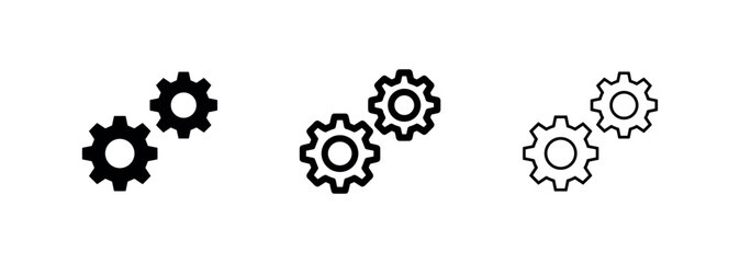 Plakat Two gear settings icons. Interlocking cogwheels symbolizing mechanism, teamwork, or configuration.