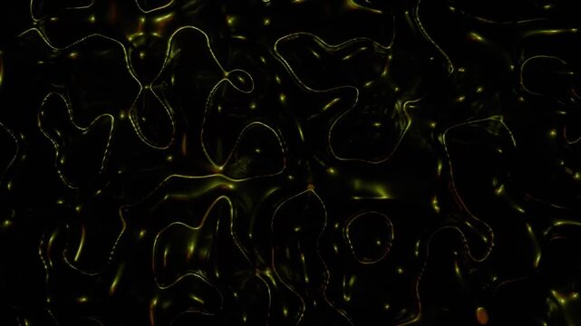Creative Dynamic Luminous Green Yellow Abstract Motion Graphics with Flowing Organic Lines and Glowing Particles Versatile Liquid Energy Tech