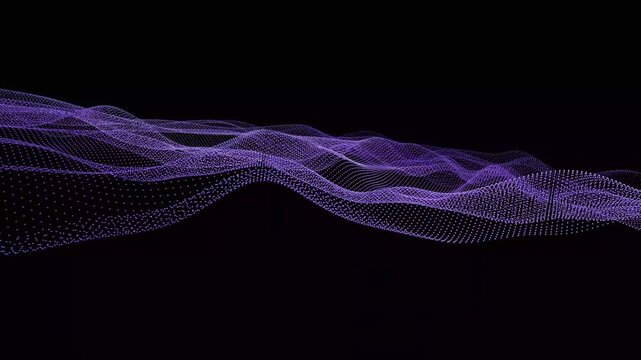 Dynamic Purple Particle Wave Grid Motion Graphics Abstract Background for Data Visualization AI and Future Technology Concepts versatile backdrop for