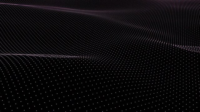 Gradient Motion Waving Pink Digital Dot Grid Motion Graphics Abstract Particle Landscape on Black for Futuristic Technology Data Flow or Network