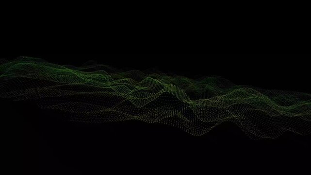 Minimal Gradient Dynamic Green Digital Particle Wave Landscape Motion Graphics for Technology Network AI Data Visualization and Modern Business